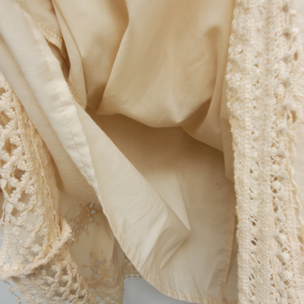Ultra Pink Lace Eylet Elastic Waist 100% Cotton Skirt Beige Color Size XL - Picture 4 of 9